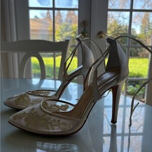 Bella Belle Bridal Bride Wedding Lace White Heel Shoes Pumps 7 1/2